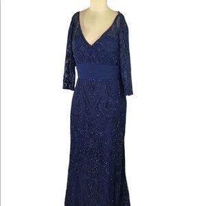 Montage By Mon Cheri Navy Embellished Gown, Sz 12, Please Read